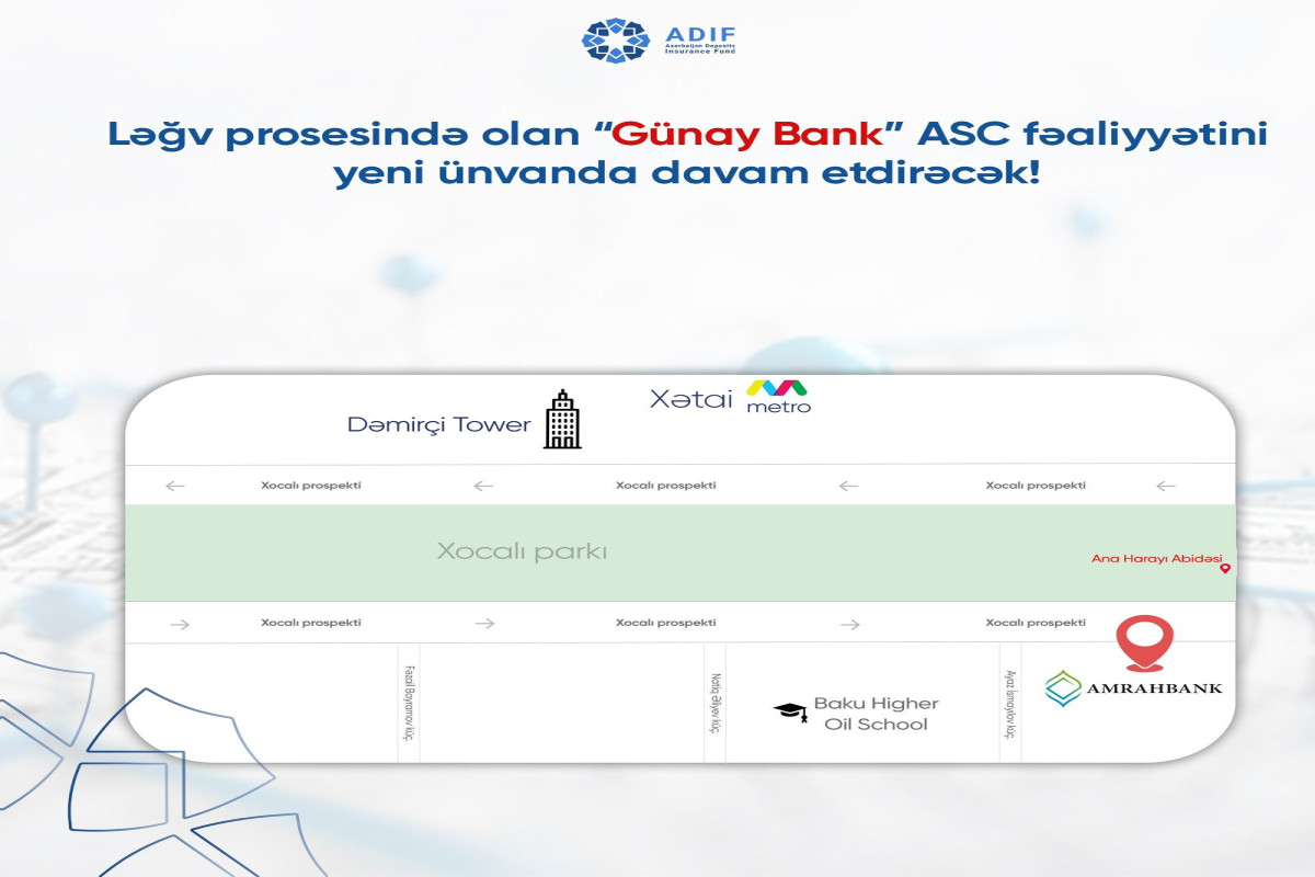 Ləğv prosesində olan “Günay Bank” fəaliyyətini  yeni ünvanda davam etdirəcək