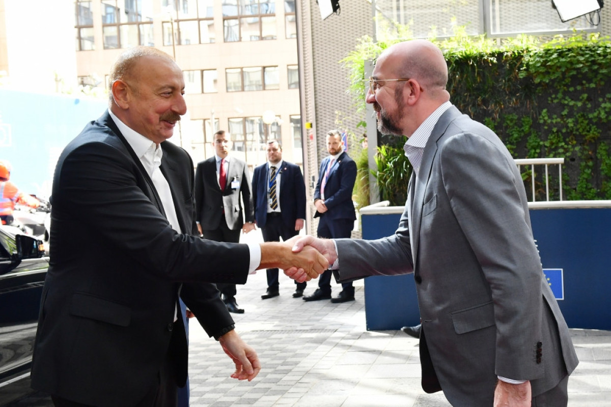 President Ilham Aliyev held meeting with President of European Council Charles Michel in Brussels -<span class=