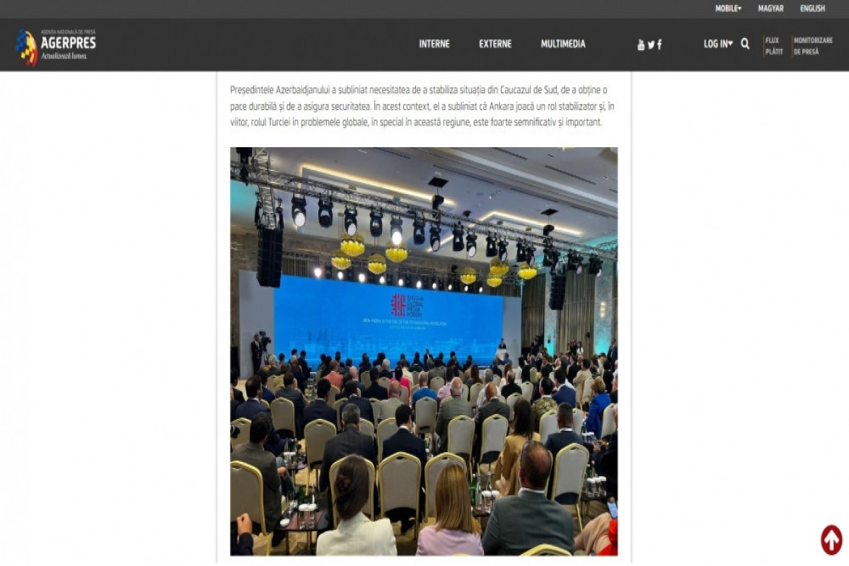 Prezident İlham Əliyevin Şuşa Qlobal Media Forumundakı çıxışı dünya mediasının diqqət mərkəzindədir