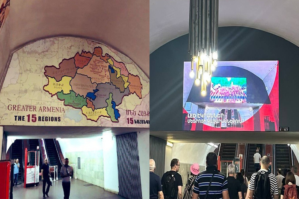 İrəvan metrosunda yerləşdirilən qondarma “Böyük Ermənistan” xəritəsi yığışdırılıb - FOTO 