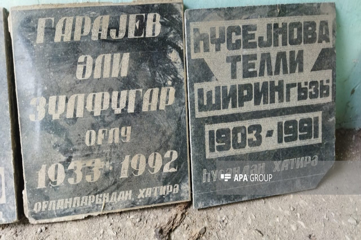 Marble stones pulled down by Armenians from graves of Azerbaijanis were found in Armenian house in Azikh village-PHOTO 