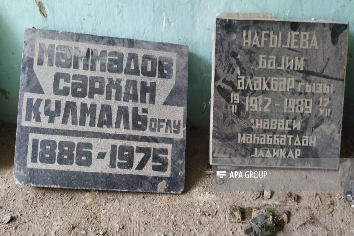 Marble stones pulled down by Armenians from graves of Azerbaijanis were found in Armenian house in Azikh village-PHOTO 