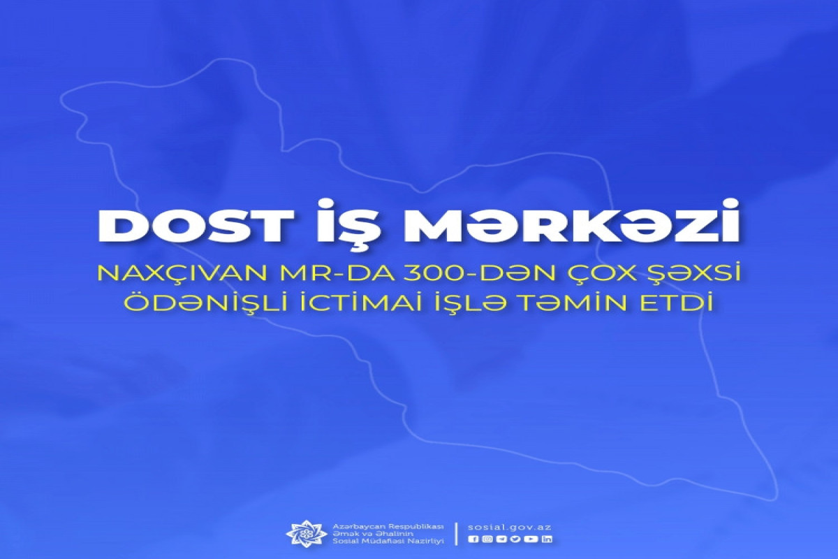 DOST İş Mərkəzi Naxçıvanda 300-dən çox şəxsi ödənişli ictimai işlə təmin edib