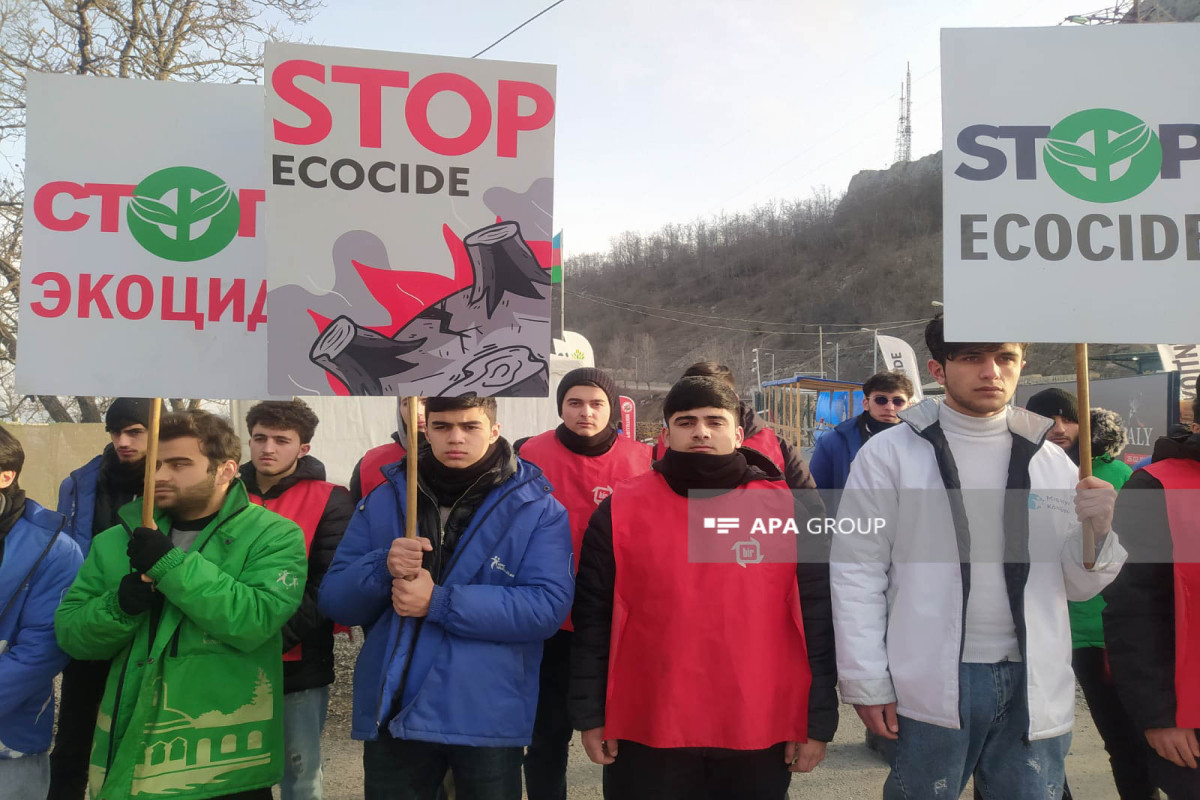 Peaceful protests of Azerbaijani eco-activists on Lachin–Khankandi road enter 80th day-PHOTO 
