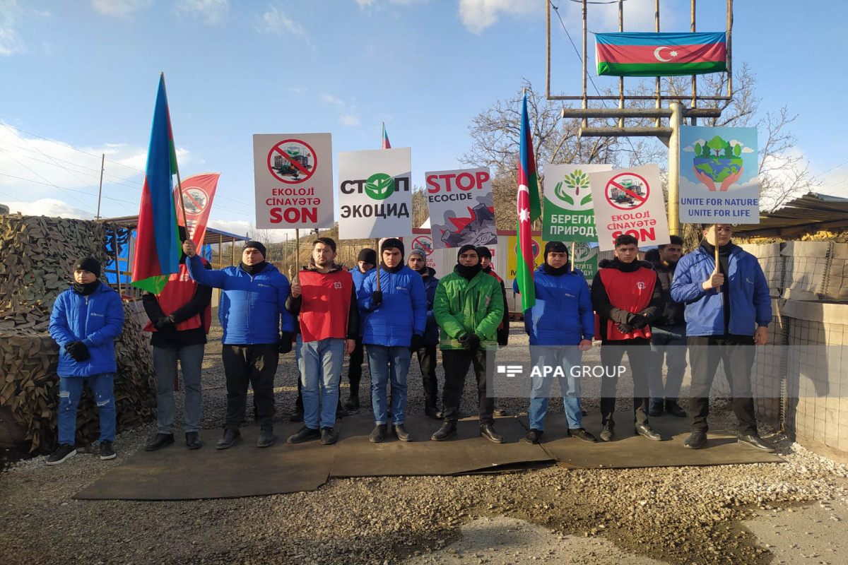 Peaceful protests of Azerbaijani eco-activists on Lachin–Khankandi road enter 86th day-PHOTO 