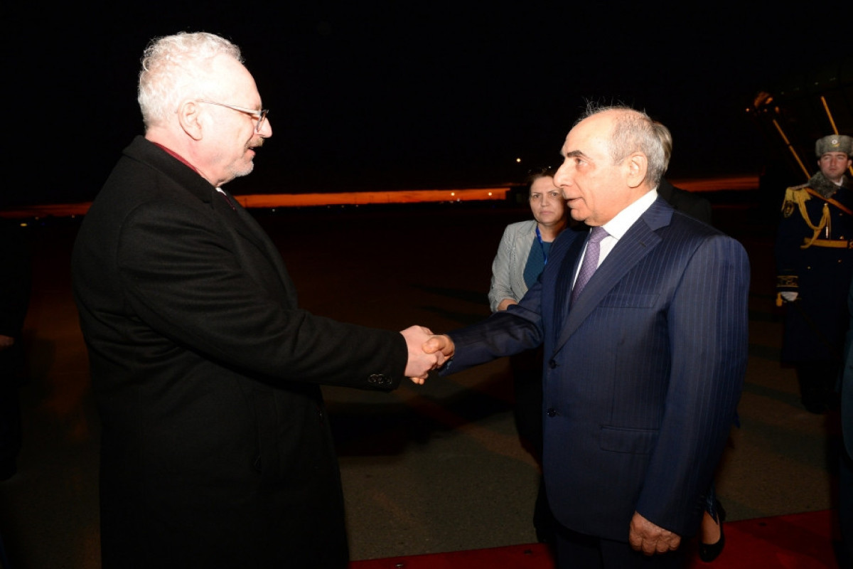 President of Latvia Egils Levits arrives in Azerbaijan on an official visit