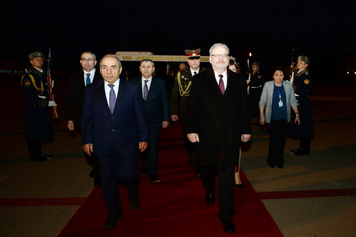 President of Latvia Egils Levits arrives in Azerbaijan on an official visit