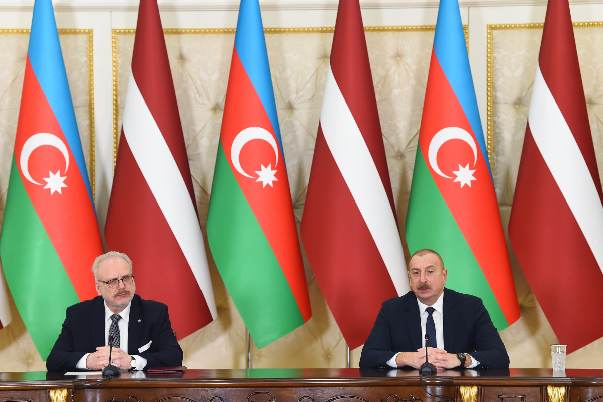 Presidents of Azerbaijan and Latvia made press statements-PHOTO -UPDATED 