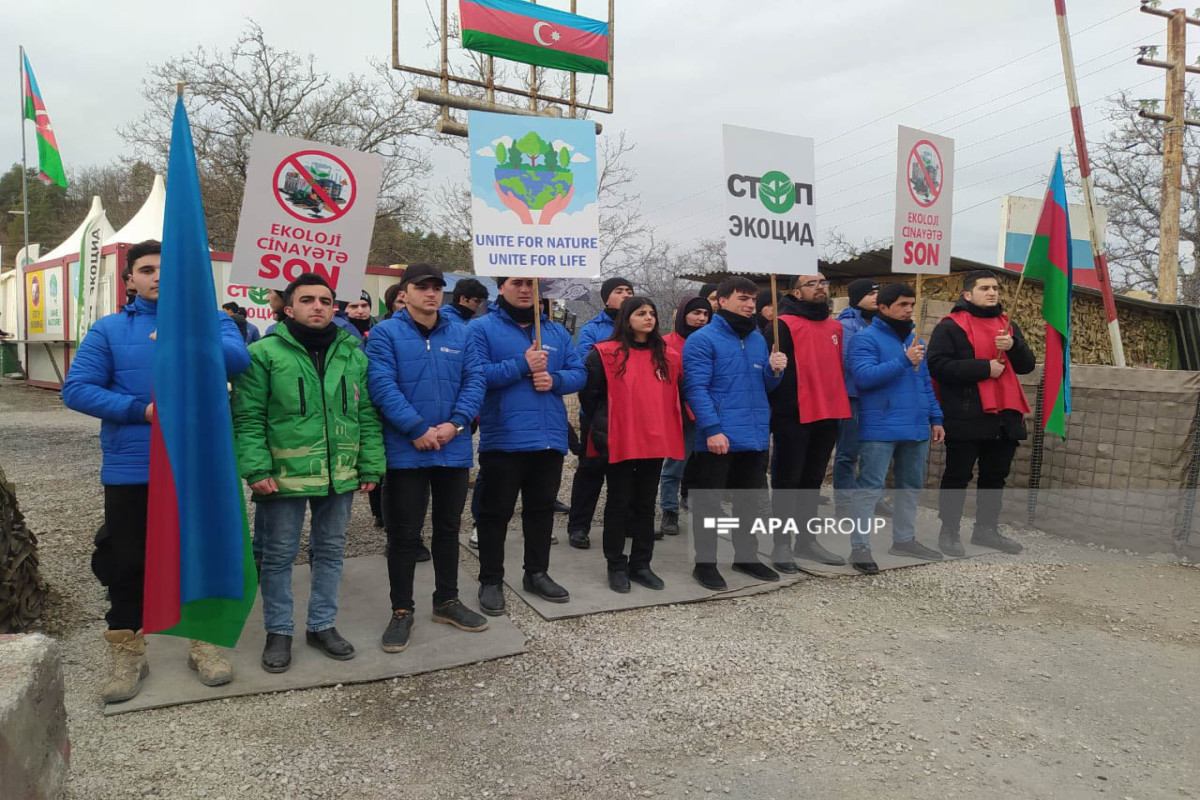 Peaceful protests of Azerbaijani eco-activists on Lachin–Khankandi road enter 88th day-PHOTO 