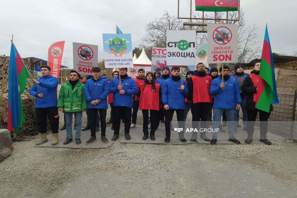 Peaceful protests of Azerbaijani eco-activists on Lachin–Khankandi road enter 88th day-PHOTO 