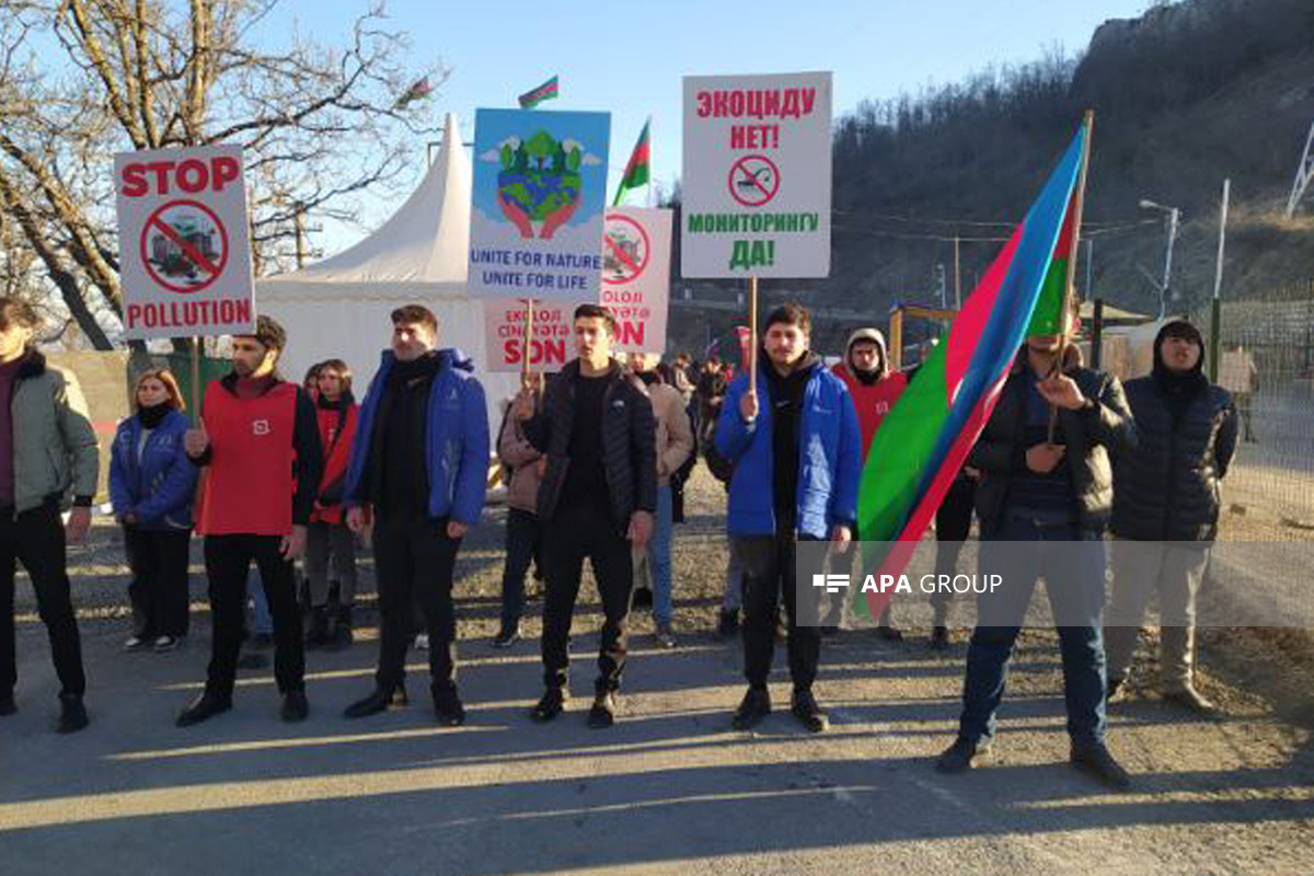 Peaceful protests of Azerbaijani eco-activists on Lachin–Khankandi road enter 89th day-PHOTO 