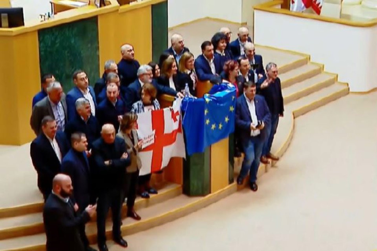 Gürcüstan müxalifəti “xarici agentlər”lə bağlı qanunun rədd edilməsini parlamentdə qeyd edib