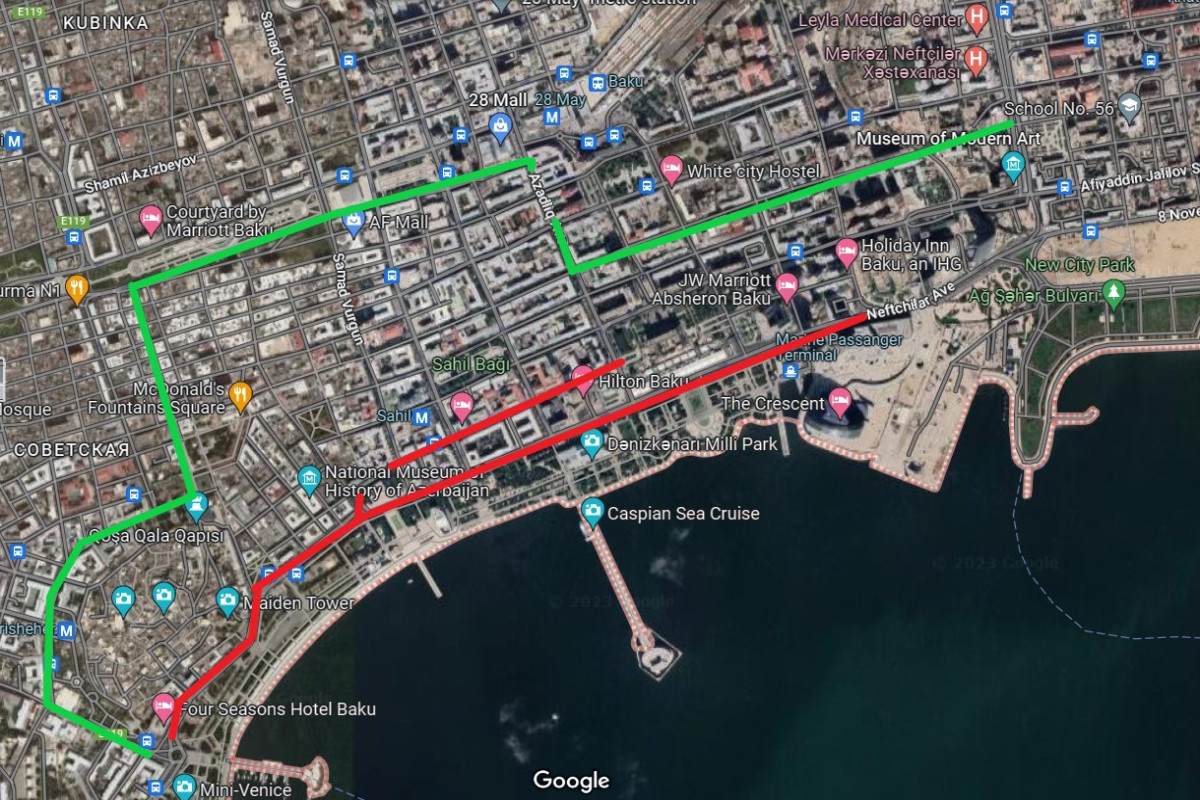 На двух центральных улицах Баку движение будет ограничено-ФОТО 
