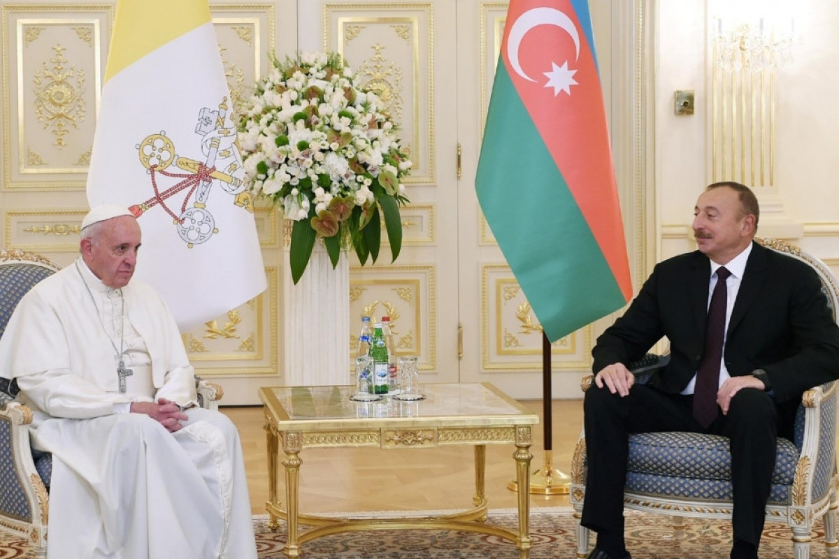 Pope Francis  and  President of Azerbaijan Ilham Aliyev