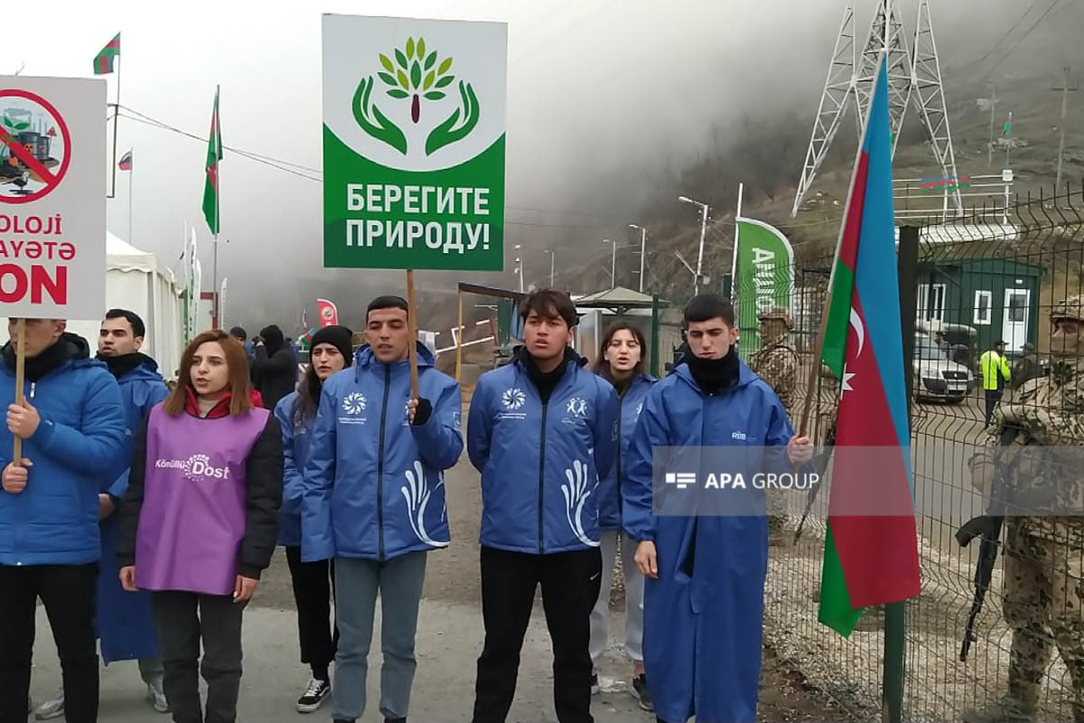 Peaceful protest of Azerbaijani eco-activists on Lachin–Khankendi road enters 98th day-PHOTO 