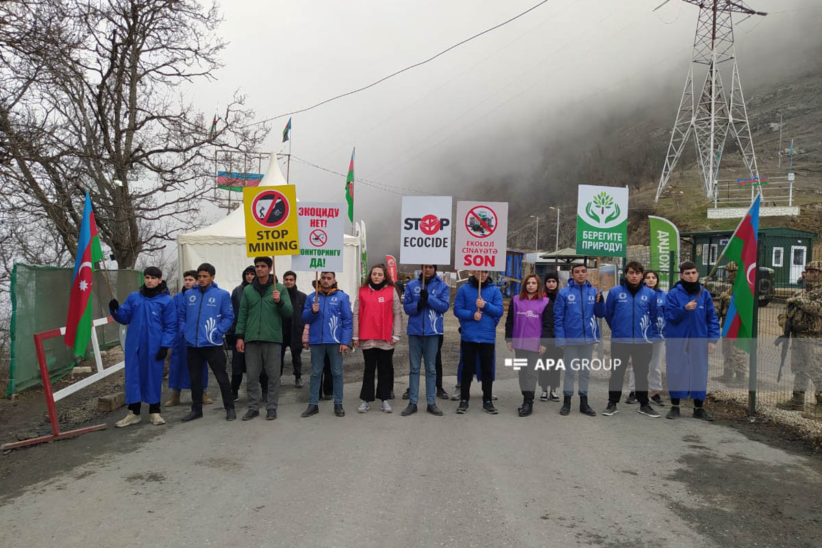 Peaceful protest of Azerbaijani eco-activists on Lachin–Khankendi road enters 98th day-PHOTO 