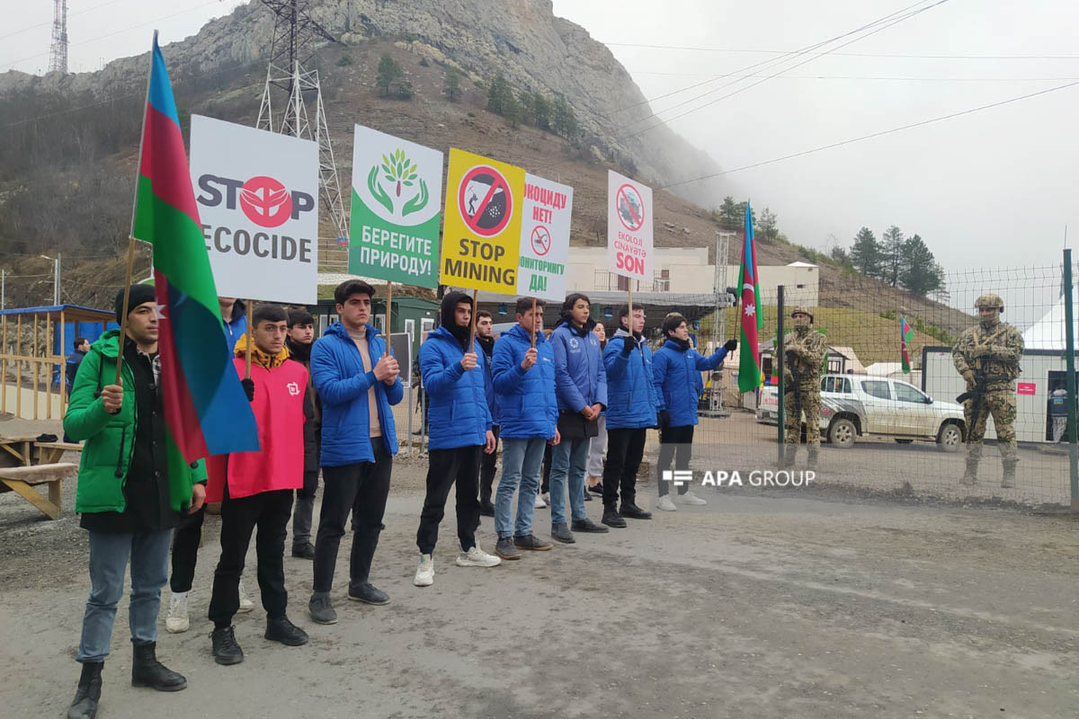 Peaceful protest of Azerbaijani eco-activists on Lachin–Khankendi road enters 100th day-PHOTO 