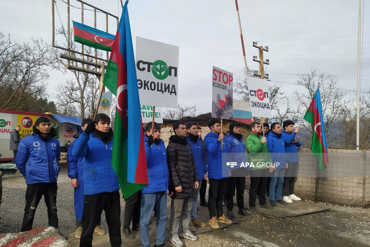 Peaceful protest of Azerbaijani eco-activists on Lachin–Khankandi road enters 101st day-PHOTO 