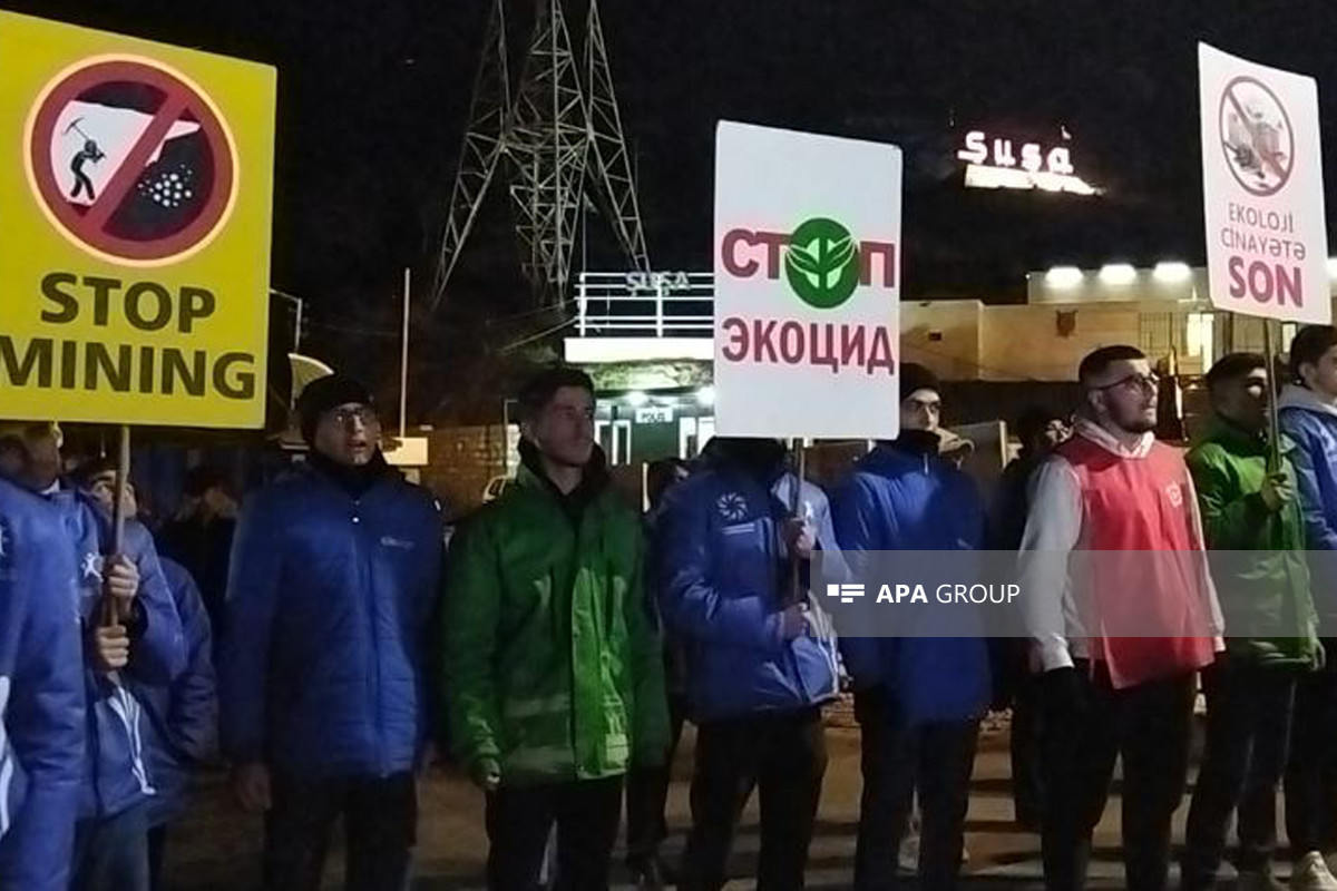 Azerbaijani eco-activists continue peaceful protest action on the Lachin-Khankendi road at nights-PHOTO 