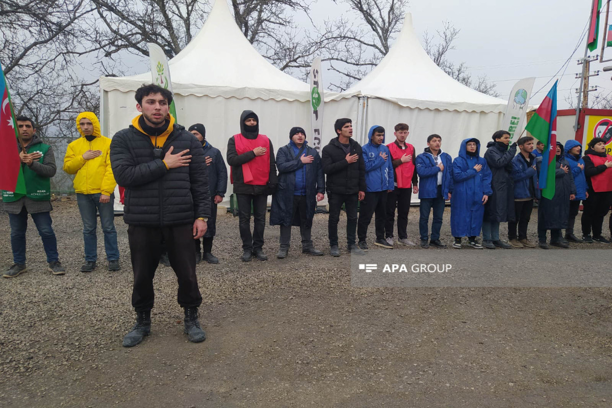 Peaceful protest of Azerbaijani eco-activists on Lachin–Khankendi road enters 106th day-PHOTO 