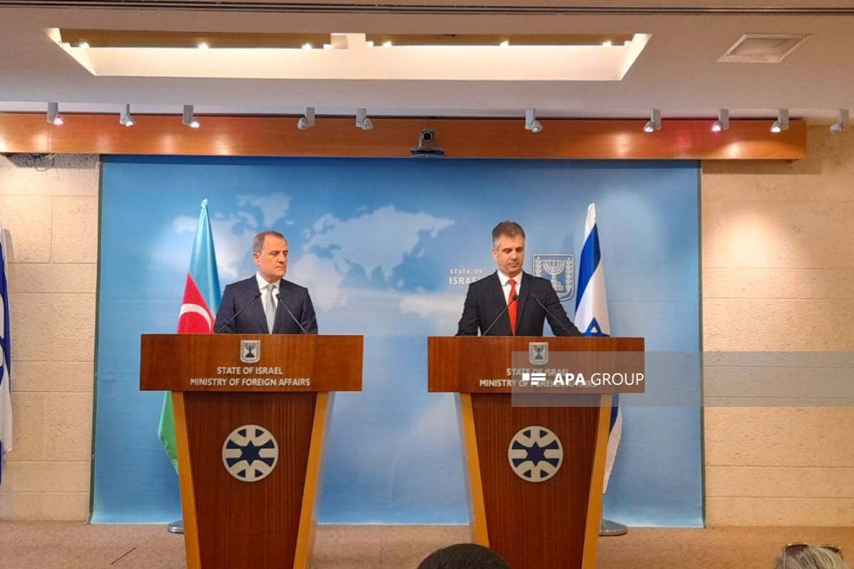 Azerbaijani  Foreign Minister Jeyhun Bayramov,  Israeli Foreign Minister Eli Cohen