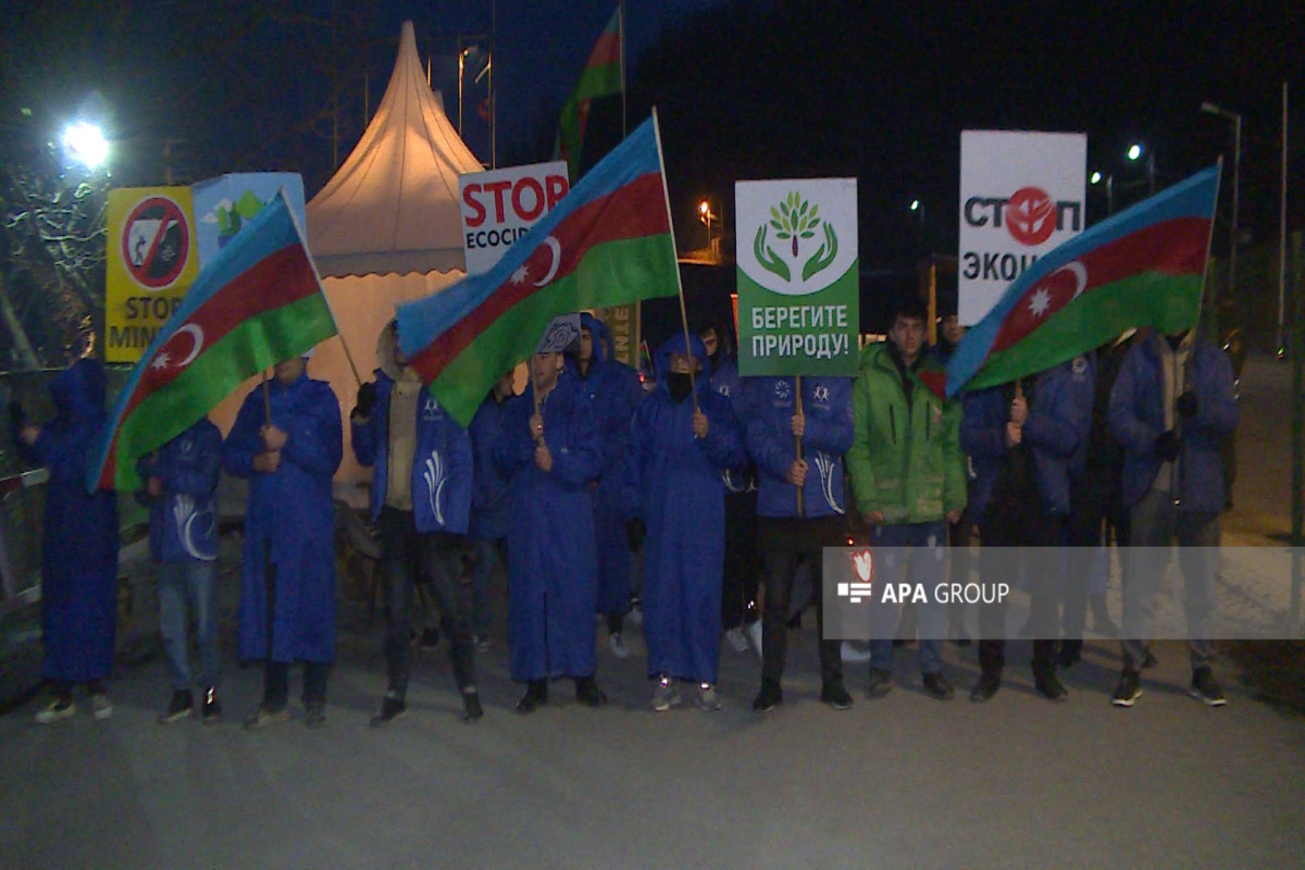 Peaceful protest of Azerbaijani eco-activists on Lachin–Khankandi road enters 110th day-PHOTO 