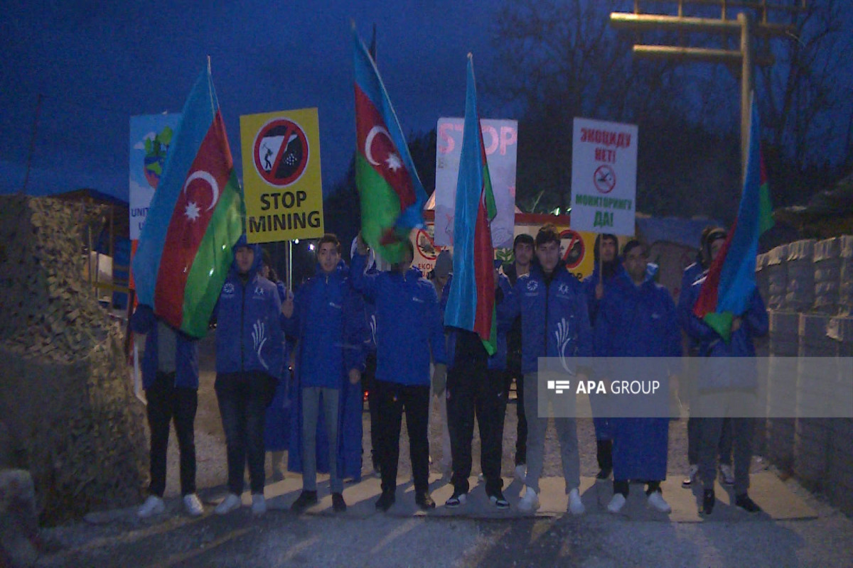 Peaceful protest of Azerbaijani eco-activists on Lachin–Khankandi road enters 110th day-PHOTO 