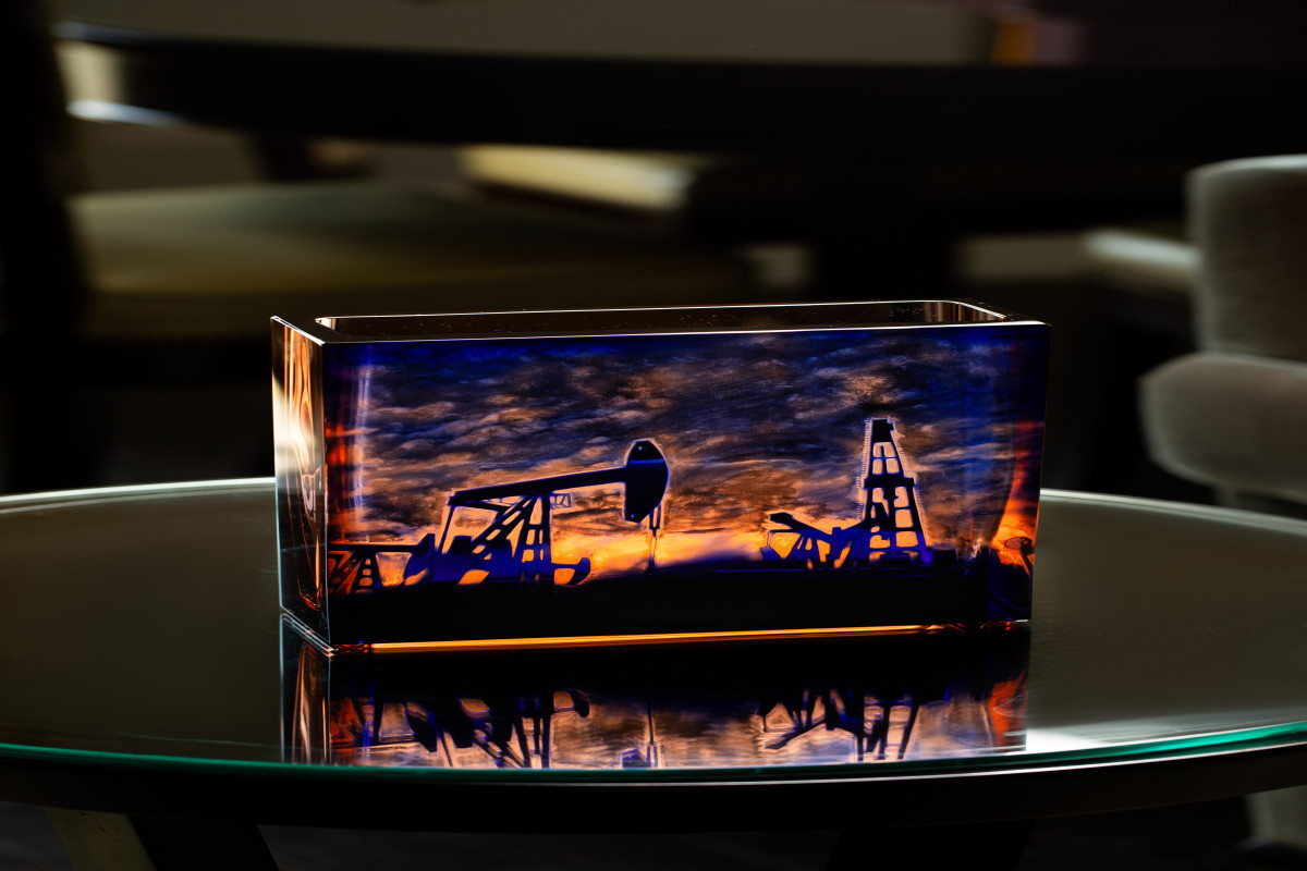 Moser glass company prepared exclusive collection of vases dedicated to 100th anniversary of Heydar Aliyev