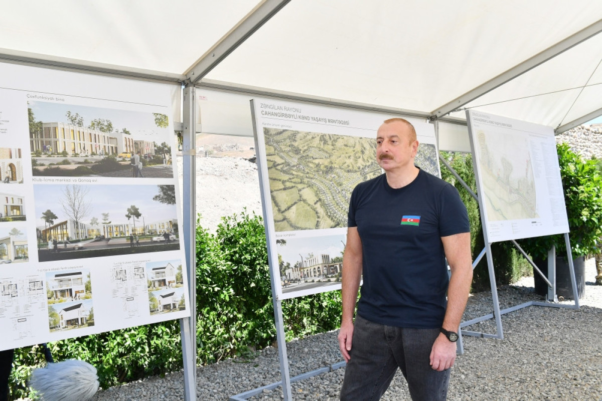 Президент Ильхам Алиев заложил фундамент села Джахангирбейли в Зангиланском районе-ОБНОВЛЕНО 