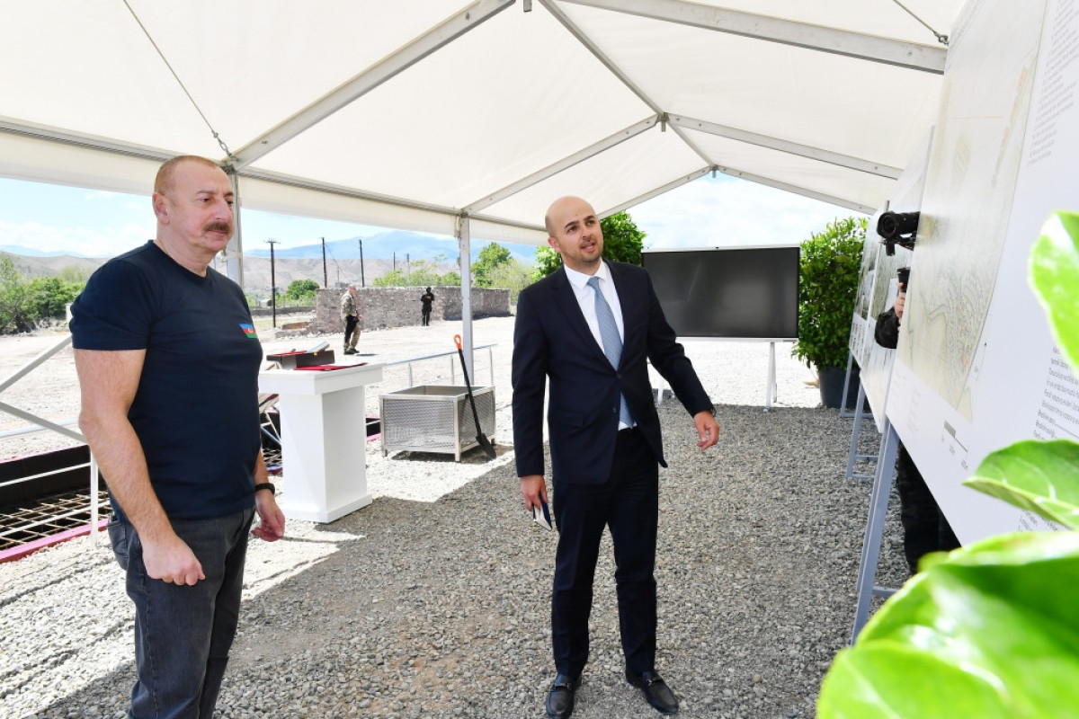 Президент Ильхам Алиев заложил фундамент села Джахангирбейли в Зангиланском районе-ОБНОВЛЕНО 