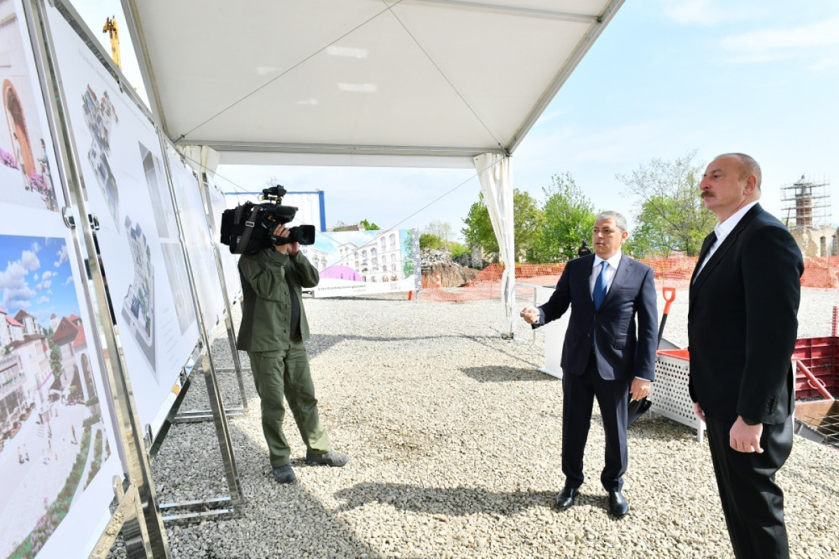 Президент заложил фундамент нежилого здания на улице Карабах в Шуше-ОБНОВЛЕНО 