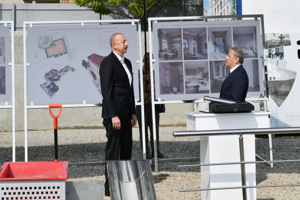 Президент заложил фундамент нежилого здания на улице Карабах в Шуше-ОБНОВЛЕНО 