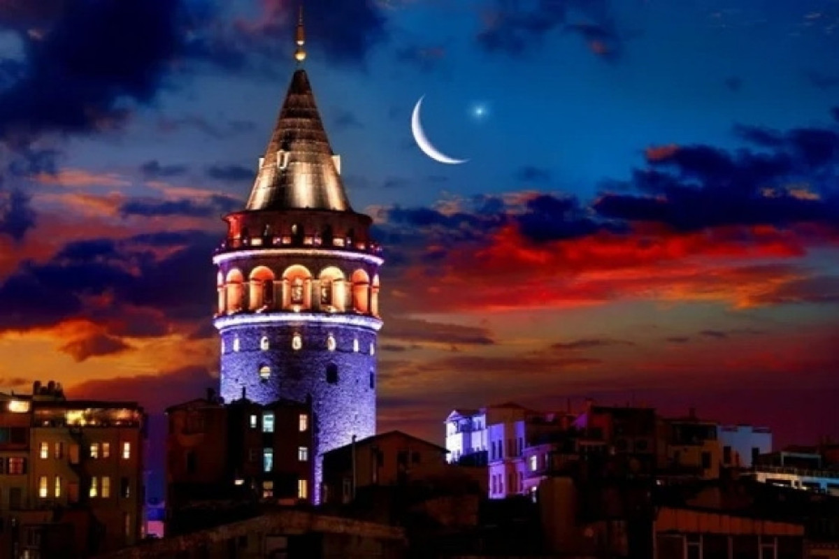 Galata Tower projected with Heydar Aliyev