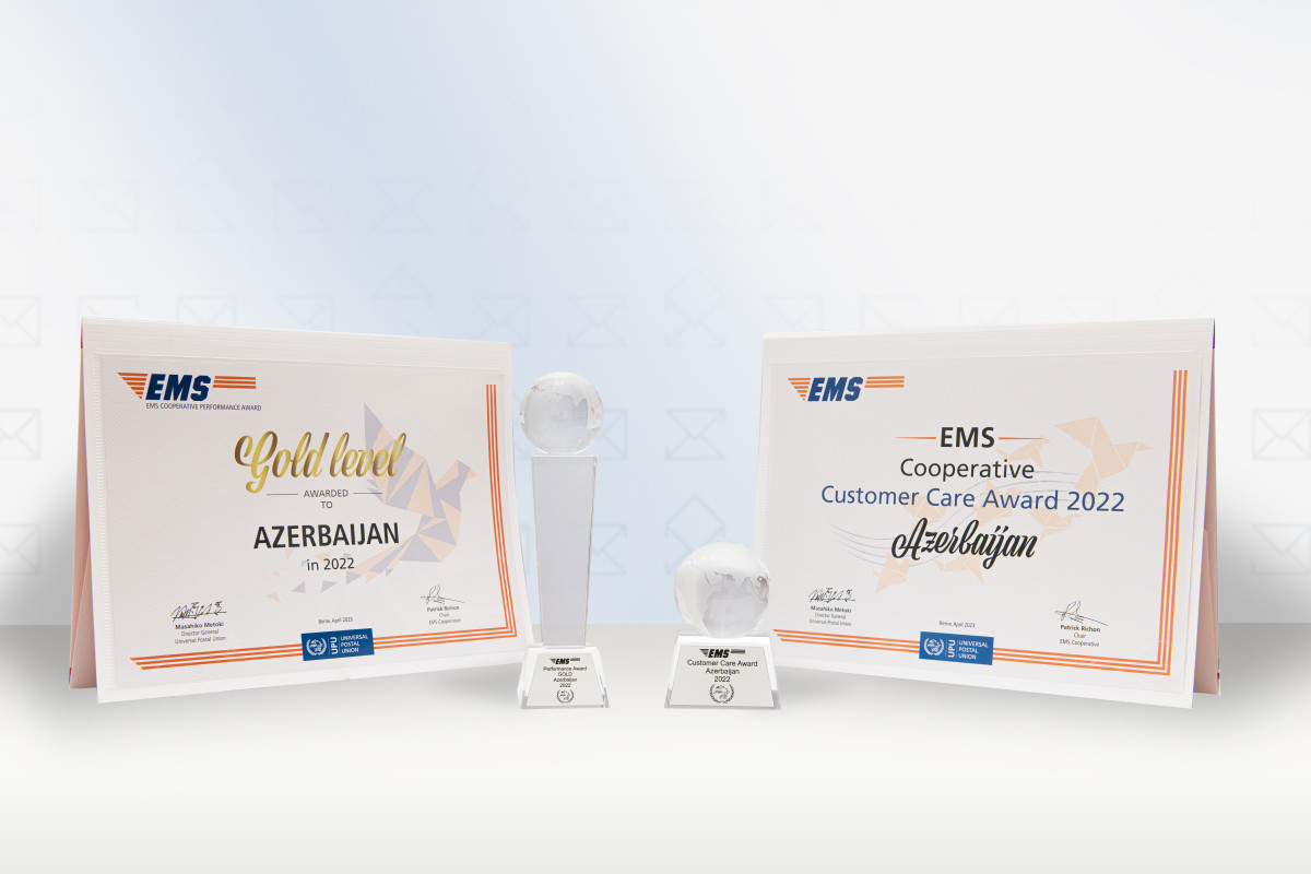 “Azərekspresspoçt” Beynəlxalq EMS Kooperativi tərəfindən 2 qızıl mükafata layiq görülüb