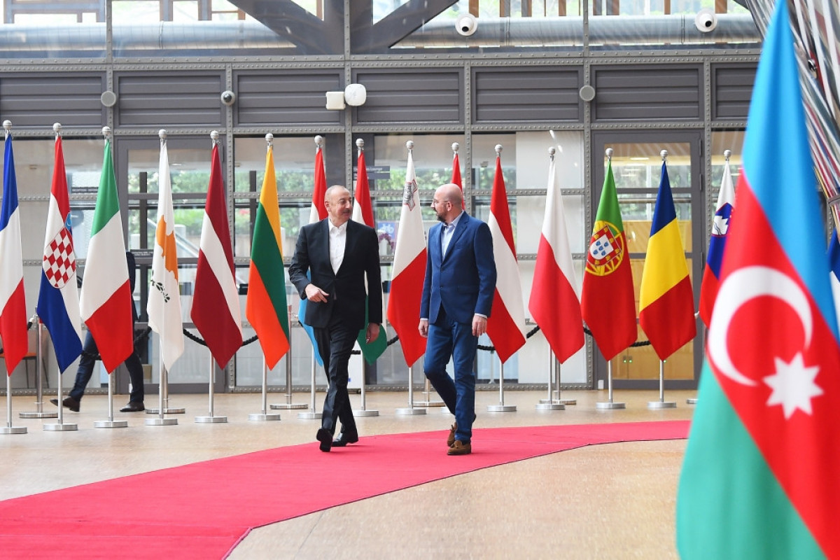 Meeting between Azerbaijani President Ilham Aliyev, President Charles Michel kicks off in Brussels-PHOTO 