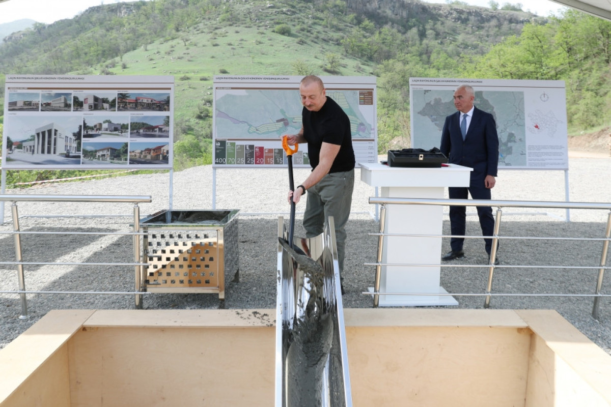 President Ilham Aliyev laid foundation stone for village of Shalva village in Lachin district
