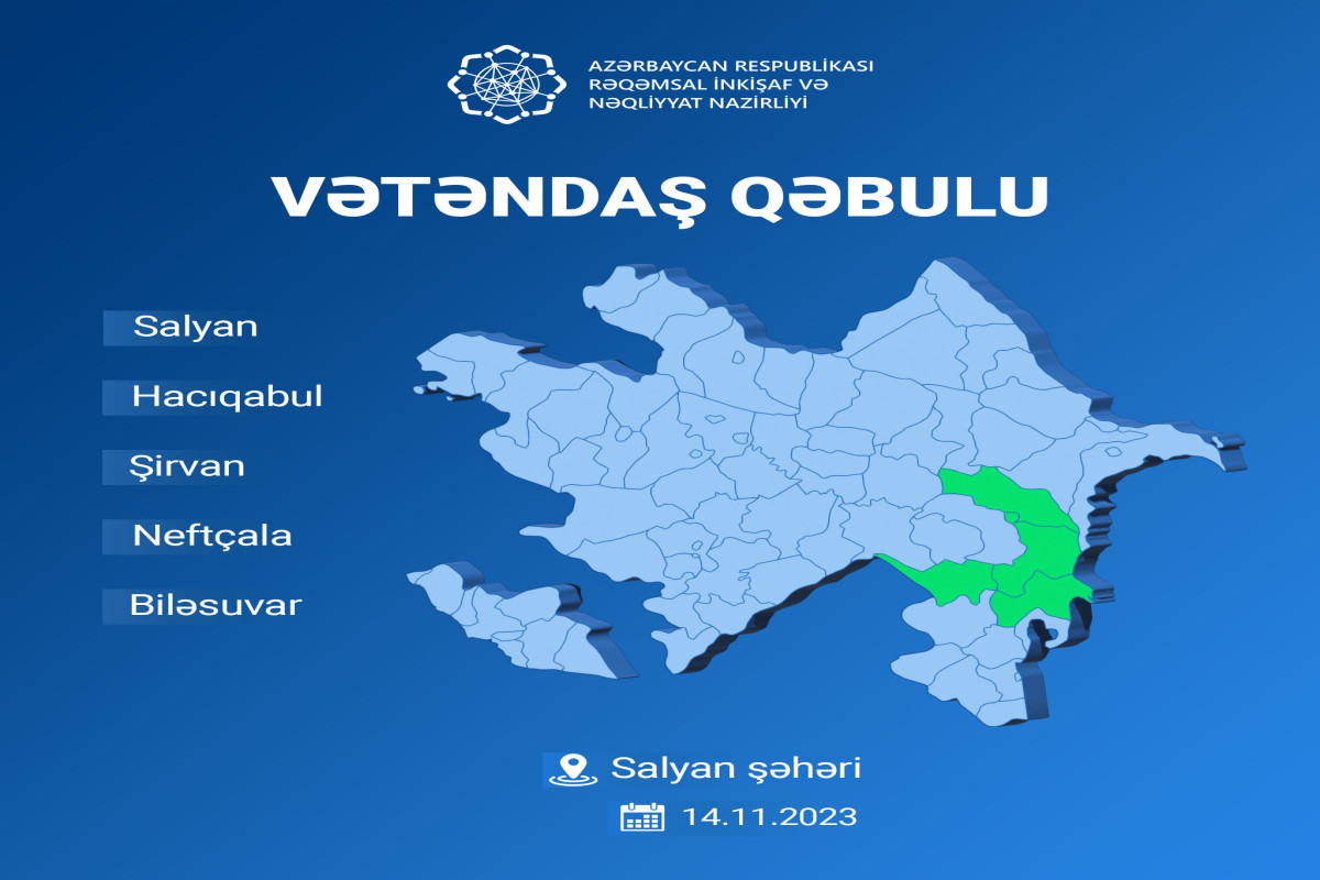 Nazir Rəşad Nəbiyev Salyan şəhərində vətəndaşları qəbul edəcək