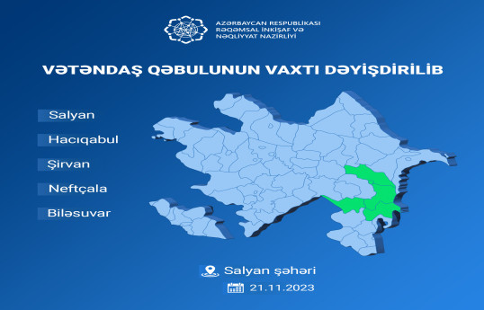 Rəşad Nəbiyevin Salyanda vətəndaş qəbulunun vaxtı dəyişib