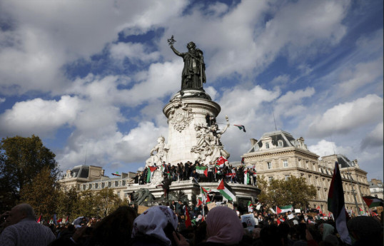 Parisdə Fələstin tərəfdarlarının mitinqində 16 mindən çox insan iştirak edib