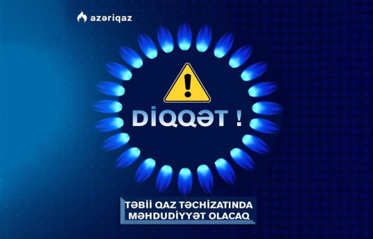 Xətai rayonunun bir hissəsində qaz olmayacaq