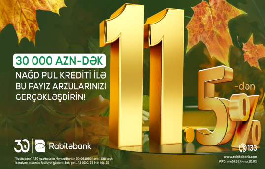 Rabitəbank nağd pul krediti üzrə faizləri endirib!
