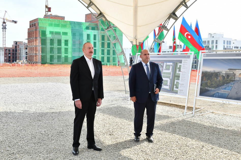 Füzuli şəhərində inzibati binanın təməli qoyulub