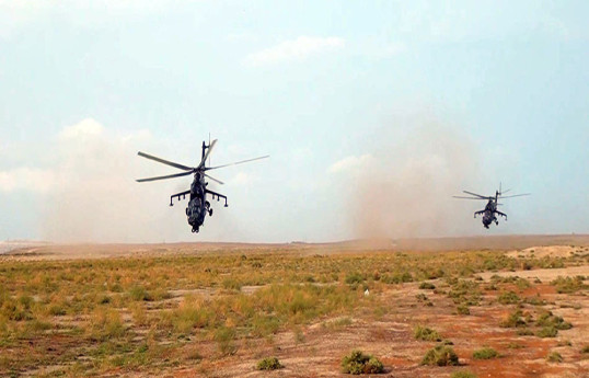 Hərbi Hava Qüvvələrinin helikopter bölmələri ilə təlim keçirilib - VİDEO 