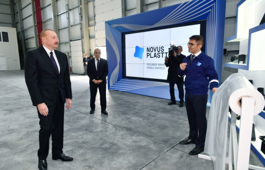 Dövlət başçısı “Novus Plastica” MMC-nin müəssisəsinin açılışında iştirak edib - YENİLƏNİB 