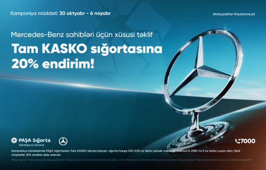 PAŞA Sığortadan Mercedes-Benz sürücüləri üçün Tam KASKO sığortası üzrə yeni kampaniya başlayıb