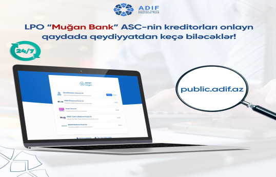LPO “Muğan Bank”ın kreditorları onlayn qaydada qeydiyyatdan keçə biləcəklər
