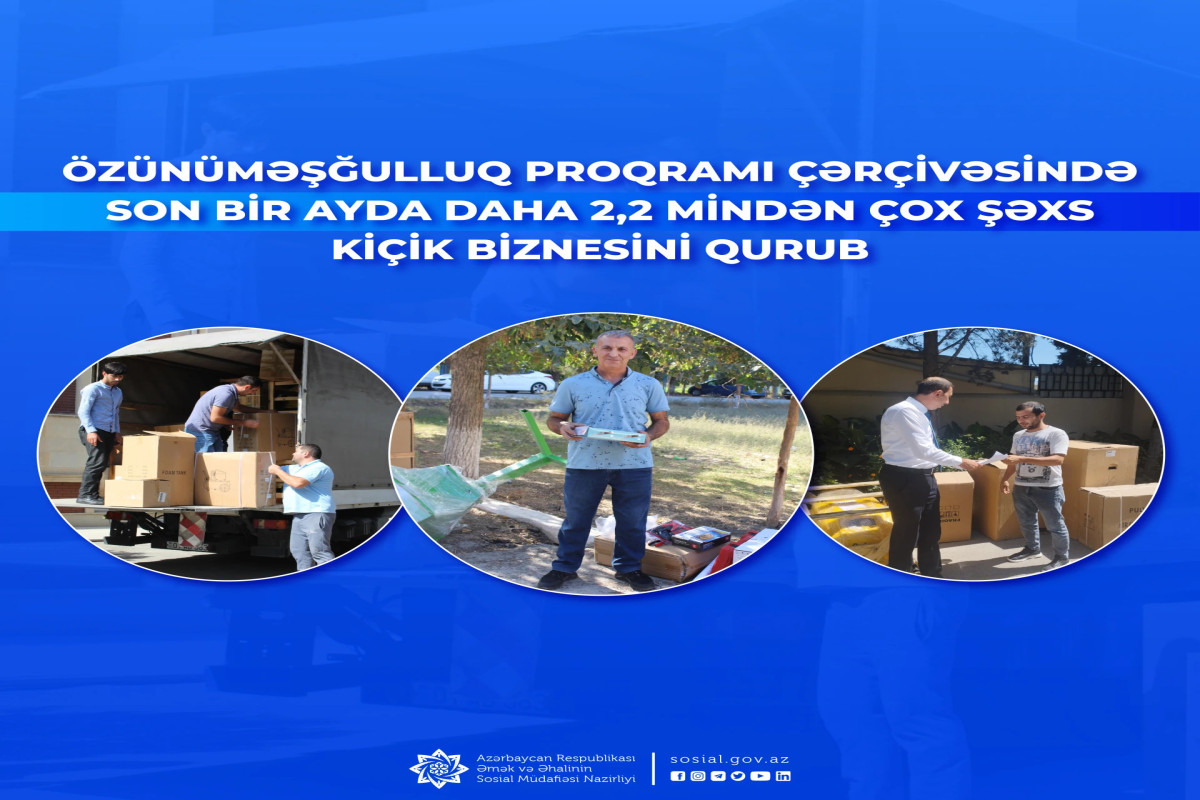 Son bir ayda 2,2 mindən çox şəxs kiçik biznesini qurub
