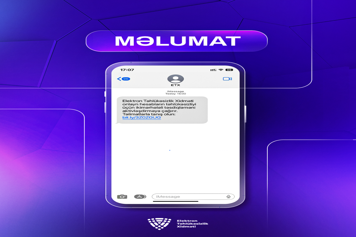 ETX vətəndaşlara hesablarının təhlükəsizliyinin təmin edilməsi məqsədilə SMS-lər göndərir