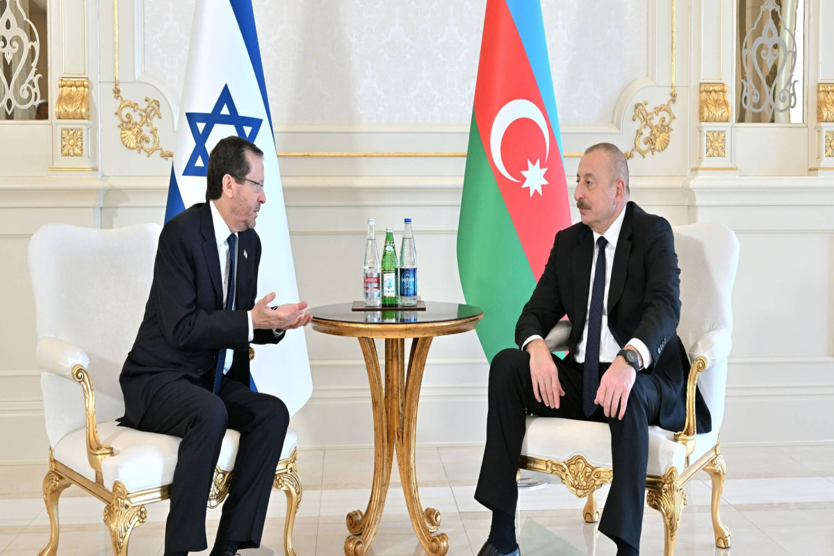 President of the State of Israel Isaac Herzog and President of the Republic of Azerbaijan Ilham Aliyev
