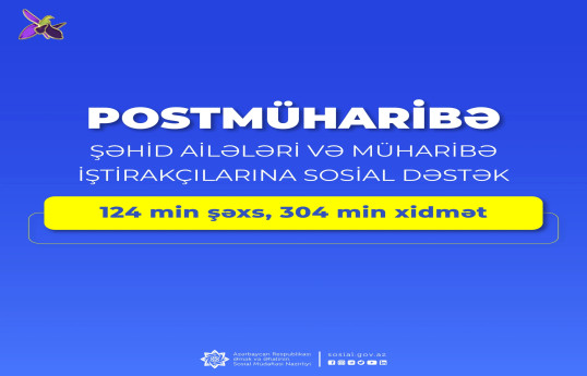 Şəhid ailələri və müharibə iştirakçılarına 304 min xidmət göstərilib